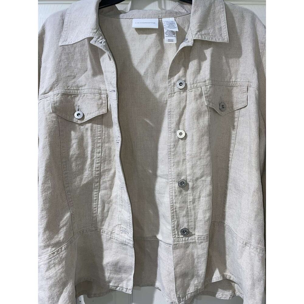 Liz Claiborne Collection Womens Jacket Linen Beige Vintage XL A001627 - Picture 10 of 11